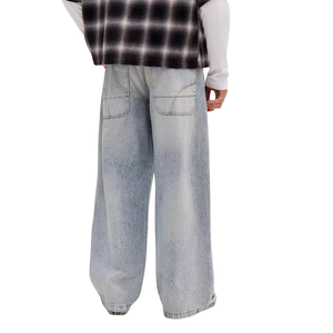 Jean en denim délavé bleu clair pour homme, coupe ample, jambe droite, style décontracté vintage, 100 % coton, mode printemps - Product Image 2