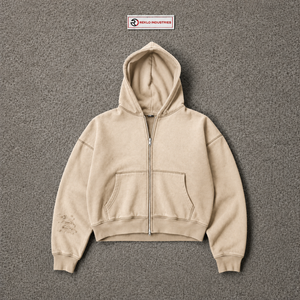 Sudadera con capucha beige extragrande con cremallera, patrón en relieve, estilo urbano, sudadera con capucha y cremallera completa, informal, unisex, moda de invierno - Product Image 5