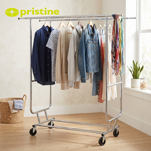 metal Clothing Rack Double Pole Portable Wardrobe Organizer Minimalist Design Durable Metal Storage Holder for Shirts - Product Image 5