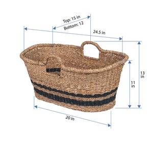Oval seagrass <b>basket</b> with integrated handle Handmade <b>Storage</b> <b>Basket</b> Wholesale eco-friendly Made in Vietnam - Product Image 2