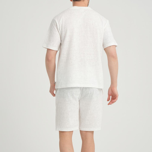 Men’s Summer <b>Linen</b> Lounge <b>Set</b> – Breathable Short Sleeve T-Shirt & Drawstring Shorts 2 Piece Casual Co-Ord <b>Set</b> Made in Pakistan - Product Image 3