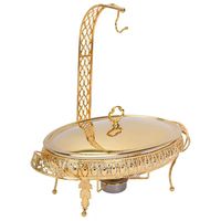 Chauffe-plat de luxe moderne en émail premium avec support arqué pour buffet de mariage, traiteur, fête, et décoration de présentoir à gâteaux