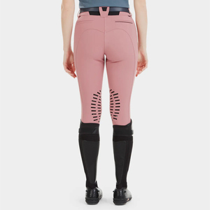 Jodhpurs d'équitation roses pour femmes, taille mi-haute, coupe ajustée avec protections aux genoux - Product Image 2