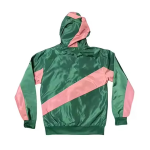 Custom Unisex Green <b>Pink</b> Solid Winter Casual <b>Tracksuit</b> Hooded Zipper Full Sleeve Shorts Quick Dry Sporty Silk Screen Printing - Product Image 4
