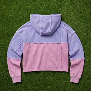 Women <b>Lilac</b> Pink Color Block Cropped Hoodie Pullover Sweatshirt Streetwear Women Top Custom Wholesale Fashion Style - Product Image 6