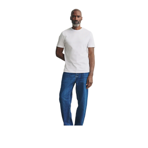 Men's <b>Plain</b> <b>White</b> O-Neck Short Sleeve Cotton T-Shirt Regular Fit Casual Jersey Knit Solid Color - Product Image 1
