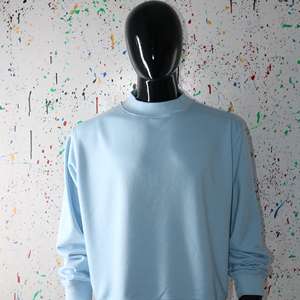Sky blue <b>Mock</b> <b>Neck</b> Sweatshirt 100% wide <b>neck</b> Sweatshirt Finer Threads - Product Image 3