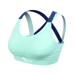 Soutien-gorge de sport noir pour femme, bretelles racerback, col rond, maintien élevé, vêtement de fitness, couleur unie, respirant, séchage rapide, sans couture - Product Image 2