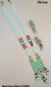 Indian Fancy Traditional Motipearl & Drop Kundan Long Mala Pendant Necklace <b>Set</b> Gold Plated <b>Beads</b> Choker Earring <b>Set</b> For Womens - Product Image 6