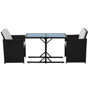 Conjunto de Jardín de Ratán PE Negro con Mesa y Sillas de Acero, Vidrio y Poliéster - Product Image 4