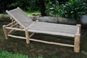 Tumbona de Playa en Madera de Teca Sólida con Tejido de Ratán Sintético - Product Image 2