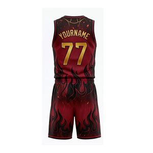 Sublimated Quick Dry Moisture Wicking Red Black <b>Flame</b> Sublimation Basketball Jersey 100% Polyester Basketball Team Uniform Sets - Product Image 2
