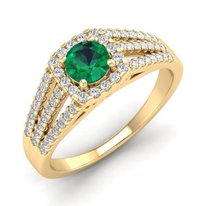 Bague de fiançailles REYES en argent sterling 925 avec pierre précieuse émeraude ronde de 0,5 ct de haute qualité, bijoux de mariage en moissanite pour femmes - Product Image 2