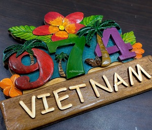 Plaques murales en bois peintes durables du Vietnam, style tropical, avec intarsia, pour porte, motif Hawaï, SAFIMEX - Product Image 2