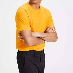 เสื้อผ้าผู้ชายขายส่งคุณภาพพรีเมียมราคาถูก เสื้อเชิ้ตผู้ชายไซส์ใหญ่ ผ้าฝ้าย 100% สีเหลือง คอกลม สำหรับฤดูร้อน - Product Image 3