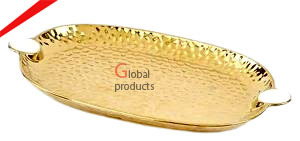 ถาดเสิร์ฟทองเหลืองลายผีเสื้อแบบคลาสสิคล่าสุดปี 2026 พร้อมหูจับทองเหลือง สำหรับเสิร์ฟชา/กาแฟ ใช้ในบ้านและร้านอาหาร - Product Image 2