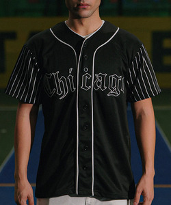 Camiseta de Béisbol Negra para Hombre, Estilo Vintage, Cuello Redondo, Corte Holgado, Manga Corta, Tejido de Algodón Transpirable de Secado Rápido - Product Image 2