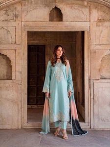 Women Traditional Satin Rayon <b>Kaftan</b> Set Floral Embroidery Floor-Length Regular Fit <b>White</b> Pastel Dupatta Wedding Wear Sun - Product Image 2