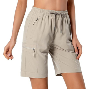 Shorts de Senderismo para Mujer, Ligeros, Transpirables, de Tela con Memoria, de Secado Rápido, Antiarrugas, con Bolsillos con Cremallera - Product Image 1