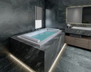 Bañera de Hidromasaje Rectangular Moderna Exotica, de Acrílico, con Cascada, Masaje de Aire, Luces de Colores, Instalación Empotrada, para Interiores, Hoteles, Villas, 2.0m - Product Image 4