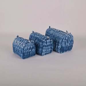 Organizador de Cosméticos Profesional Reutilizable y Reciclado para Mujer, Bolsa de Maquillaje de Algodón Acolchado con Estampado Floral Indio - Product Image 4