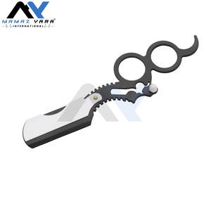 Navaja de afeitar de barbería de hoja recta única con mango de anillo para hombre, para uso en salón y hogar, en colores blanco y negro - Product Image 2