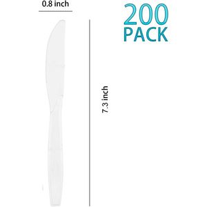 Set di 200 Posate Monouso in Plastica Trasparente Resistente, Coltelli, Cucchiai e Altro Ancora in Confezione Convenienza - Product Image 1