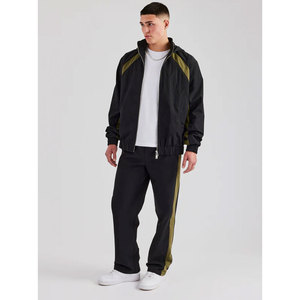 Men's Reflective Windbreaker Tracksuit Set Streetwear Long Sleeve Regular Fit Sporty Style Full <b>Zip</b> <b>Hooded</b> Jacket & Trouser - Product Image 1