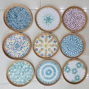 Plateau en rotin écologique perlé, incrustation de coquillages purs, idéal pour servir le petit-déjeuner et le café, prix direct, produit le plus vendu - Product Image 6