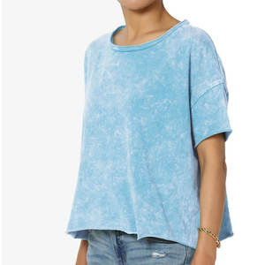 Trendy Streetwear Women Acid Wash T Shirt Breathable Cotton Vintage Casual Tee Custom Oem Private Label Manufacturer For Women - Product Image 1