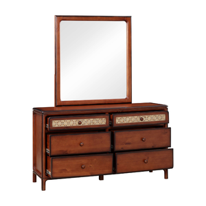 Cómoda Moderna LAYTON de Madera Maciza con 6 Cajones y Espejo, Juego de Muebles para Dormitorio, Embalaje Estándar, Suministro Directo de Vietnam, Calidad Superior - Product Image 3