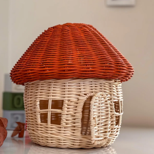 Panier en osier mignon en forme de champignon de conte de fées, jouet pour enfants, maison de jeu d'imitation pour ranger les petits jouets et accessoires - Product Image 2
