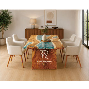 Midcentury Modern Wood <b>Dining</b> Set 6 Piece Solid Back Chairs Durable Home Furniture - Product Image 3