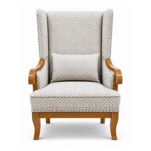 Traditional <b>Wing</b> Back Living Room <b>Chair</b> With Grey Fabric Upholstery and Wooden Legs Modern Leisure Design - Product Image 1