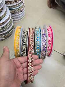 Bordures de dentelle vintage en polyester métallisé 100 % écologique, personnalisables, brodées de perles et de strass, pour vêtements – Vente en gros - Product Image 2