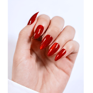 Faux ongles à presser moyens en amande, collection Helios Cat Eye avec effet scintillant vert et rouge, vente en gros, longueur ABS, finition métallique personnalisée - Product Image 1