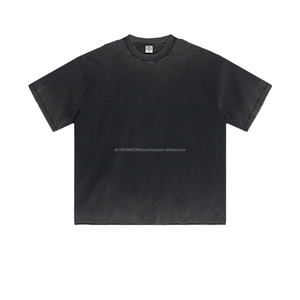 OEM High Street Heavyweight Old Washed <b>Vintage</b> Streetwear Tshirt -260G Linen Cotton Fried Snowflake Knitted 260 GramDDP Shipping - Product Image 1