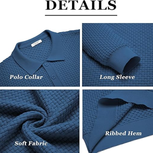 Polo de Punto de Manga Larga para Hombre, Suéter Ligero, Informal y a la Moda, Camisa con Cuello - Product Image 6