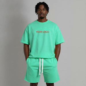 Camiseta de 2 Piezas para Hombre, Tendencia en Moda Urbana, Logotipo Bordado Personalizado, Estampado, Tallas Grandes, Corte Regular, 100% Algodón Transpirable - Product Image 1