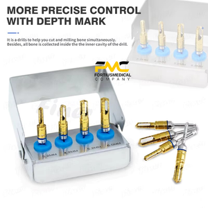 Forets chirurgicaux pour la collecte d'os et la préparation du site d'implantation en chirurgie implantaire, pour une exploitation efficace d'os autogène. - Product Image 1