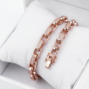 Premium Rose Gold Iced Out Cuban Link <b>Bracelet</b> with Premium Cubic Zirconia Hip Hop Bling Designer Jewelry Gift for Him Her Style - Product Image 3