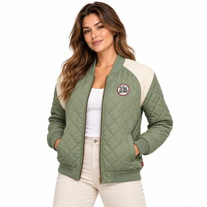 Oversized <b>Women</b> <b>Bomber</b> <b>Jacket</b> Relaxed Fit Zip Front Outerwear Soft Lining Long Sleeve Design Trendy Casual Fashion Clothing OEM - Product Image 1