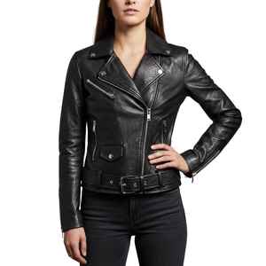 Veste en cuir véritable pour femme, idéale pour l'hiver, toucher doux, coupe ajustée, parfaite pour les tenues de tous les jours et le style streetwear. - Product Image 4