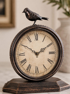 Reloj de Mesa Vintage con Figura de Pájaro, Reloj de Escritorio Decorativo Antiguo con Esfera de Números Romanos para el Hogar, Oficina, Sala de Estar - Product Image 4
