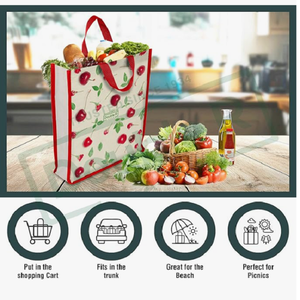 Reusable Eco Cotton <b>Canvas</b> Grocery Shopping <b>Bag</b> with Reinforced Handles <b>Large</b> Carry Tote for Fruits Vegetables Milk Daily Use - Product Image 6