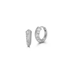 Boucles d'oreilles créoles Huggie en diamant de laboratoire à taille mixte, pavé multi-formes, 14 mm, grappes articulées, petites créoles Huggie, vente en gros, or massif 14k 18k - Product Image 3