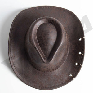 Sombrero de Vaquero Occidental de Cuero de Alta Calidad OEM al por Mayor, Sombrero de Cubo con Borde Curvo y Logotipo Personalizado, Gorra de Vaquera - Product Image 5