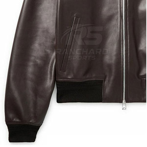 Blouson Bomber en Cuir Robuste pour Homme, Fermeture Éclair Frontale, Style Urbain, Finition Authentique, Chaleur et Confort - Product Image 4
