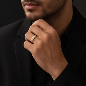 10K Yellow Gold Lab Grown Diamond <b>Men's</b> Princess Cut Engagement & Anniversary Wedding <b>Ring</b> Classic Style IGI Certified - Product Image 1