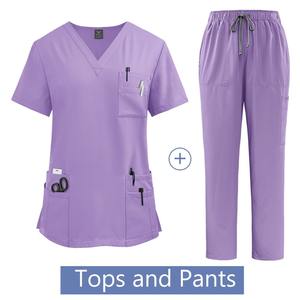 Uniformes de Enfermera en Oferta, Conjuntos de Dos Piezas con Pantalones Rectos Elásticos, Uniformes Médicos para Mujer, Uniformes de Spa - Product Image 1